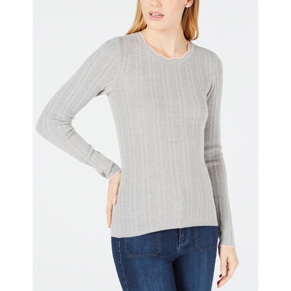 Maison Jules Ribbed-Knit Fitted Sweater